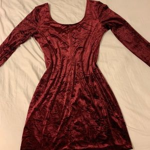 Maroon velvet dress